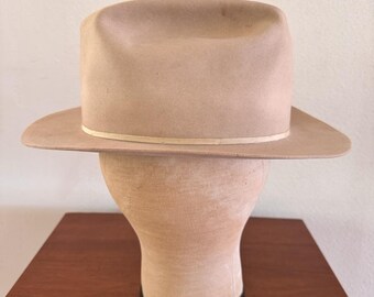 帽子 50s VINTAGE ShuddeBros Beaver 7 1/4 58cm 1950s Stetson One Hundred, 100X Beaver Cowboy Hat, Shudde Bros