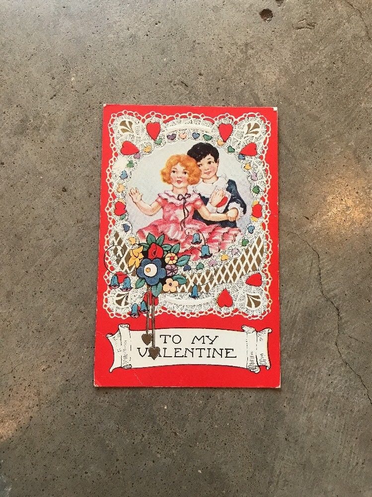 VALENTINES DAY Antique Novelty Postcard Valentine Card Sailor US Navy Military Kiss Card Vintage Post Card Retro Sweetheart Victorian Couple