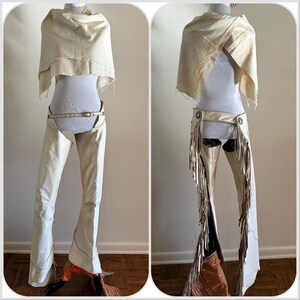 Handmade Cowgirl Chap Buckskin Suede Beige Pants Rodeo Style Chap Western  Wear