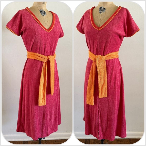 1970s Salty’s Terrycloth Dress Swim Coverup Robe … - image 4