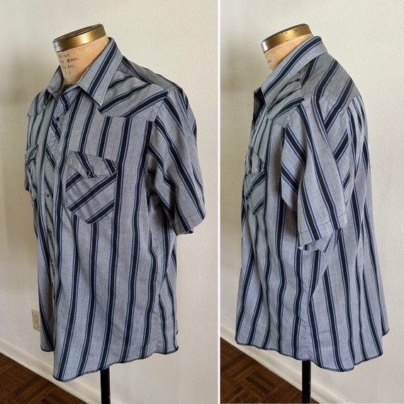 1980s Wrangler Pearl Snap Western Cowboy S/S Shirt sz… - Gem