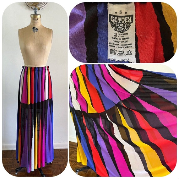 1970s Gottex Maxi Skirt Geometric Bauhaus Mod Swi… - image 1