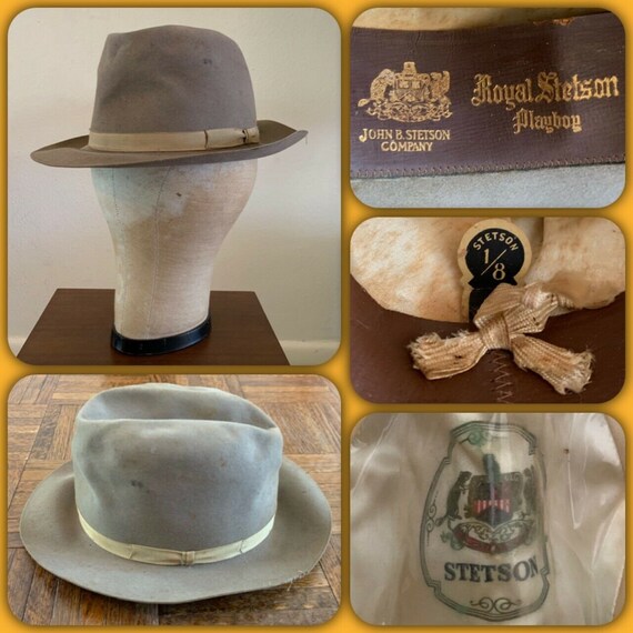 50s ROYAL STETSON PLAYBOY 7 1/8 Brown Fedora Weste