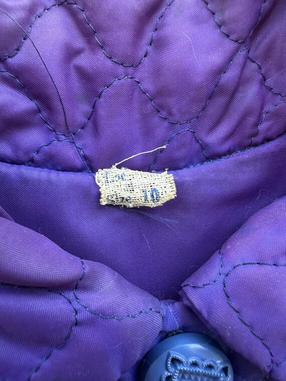 1940s 50s Purple Satin Quilted Robe, Ornate Dress… - image 6