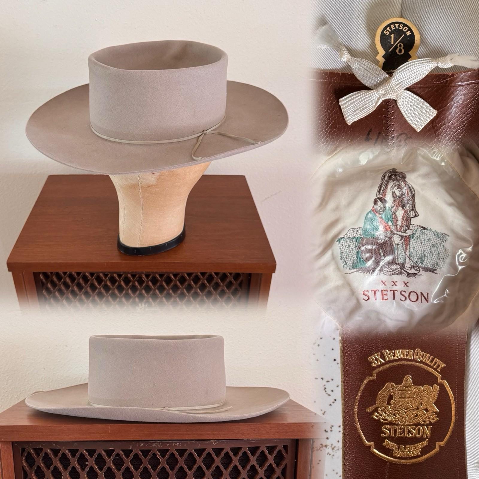 1950s Stetson 3X Beaver 7 1/8 Cowboy Western Hat Raw Edge