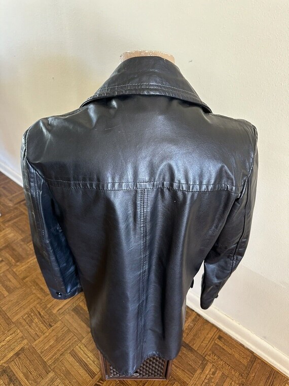 1970s Black Leather Sports Jacket Blazer 40 Long … - image 10