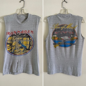 1983 IRON MAIDEN Piece Of Mind World Concert Tour T Shirt 80s Rock Metal Thrashed Tee Punk Cut Off 80s Grunge Muscle Double Sided S/M