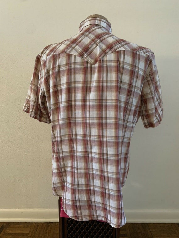 80s ENVOY Metallic Pearl Snap Western Plaid Butto… - image 6