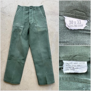 1960s US Army Type 1 OG 107 Cotton Sateen Pants W 29 L 32 Military 60s Vietnam War Og-107 OG107 Work Chore Tropical Cotton Trouser