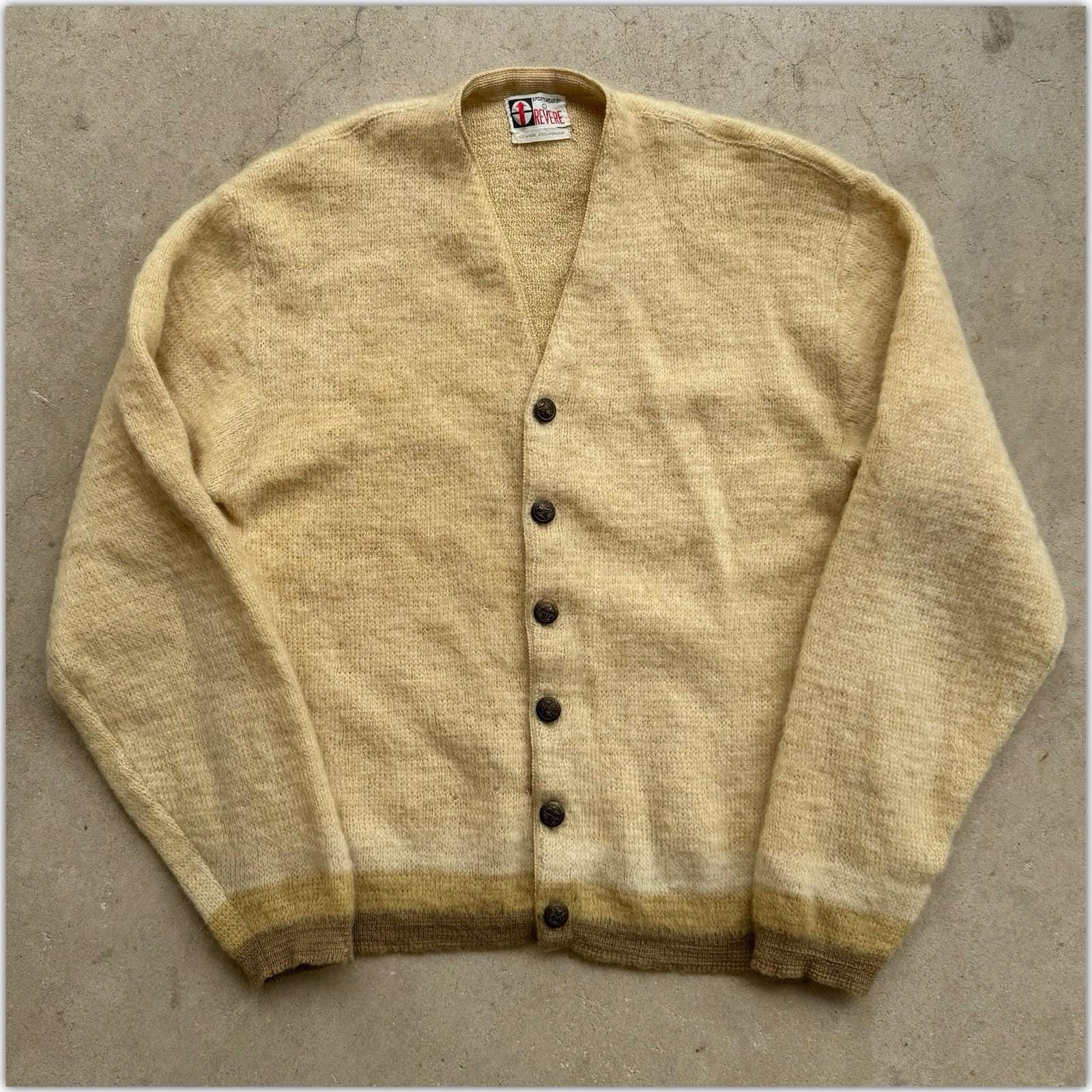 1960s Striped Mohair Blend Cardigan - Revere Sportswear - Men's L