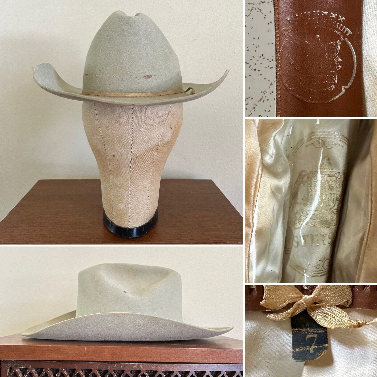 Vintage 1960s Stetson 7x Clear Beaver Cowboy Hat - Size 7