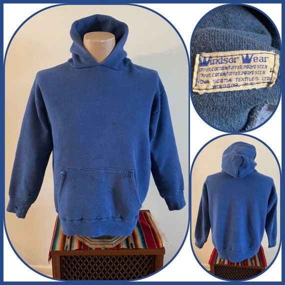 60s WINDSOR WEAR Hoodie Sweatshirt Sun Faded Indig
