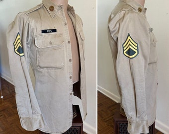 古着 50年代 ペニーズ Penneys ARMY TWILL 長袖 ワークシャツ