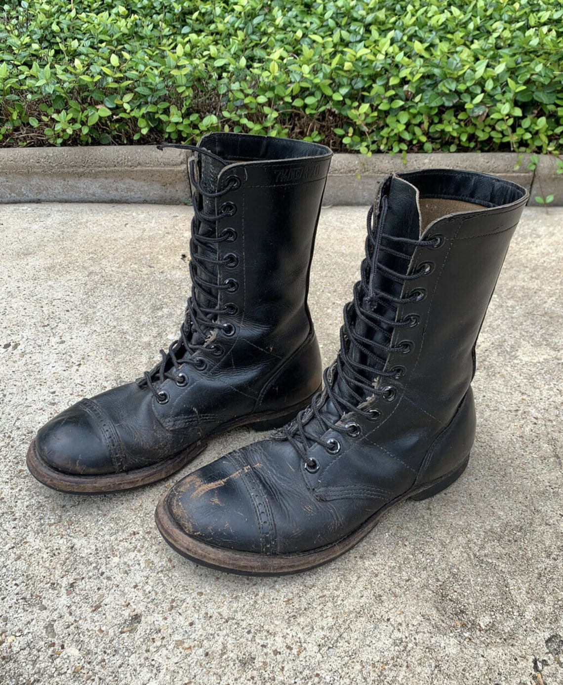 1970 US Army ADVISOR Combat BOOTS 7.5 Military Black Leather Etsy
