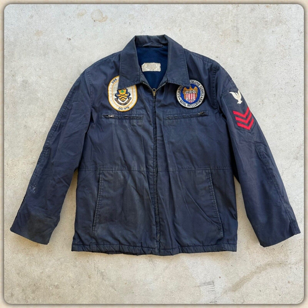 1974 Vtg US Navy Sz 42 Utility Dark Blue Poplin Jacket 70s E-6 DD-975 Patch USN Navy Blue Uniform Chore Coat Deck Work Workwear Distressed - Etsy 1974 Vtg US Navy Sz 42 Utility Dark Blue Poplin Jacket 70s E-6 DD-975 Patch USN Navy Blue Uniform Chore Coat Deck Work Workwear Distressed - Etsy