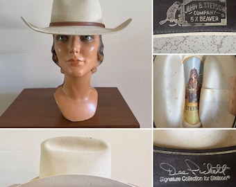 Vintage 1950s Stetson 3X Beaver Cowboy Hat - Size 7 1/8 - Etsy