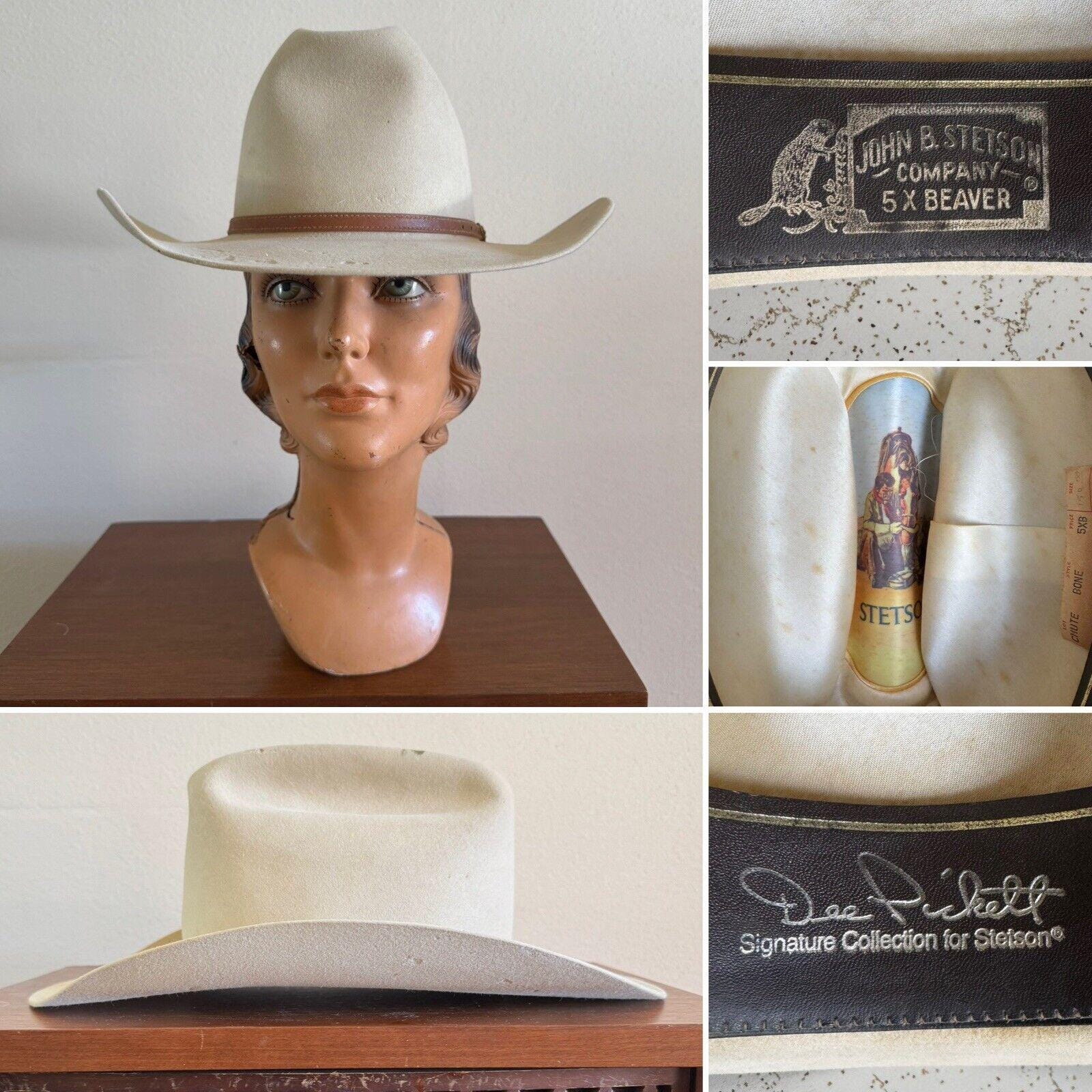 Vintage 1990s Stetson DEE PICKETT 5x Beaver Chute Cowboy Hat