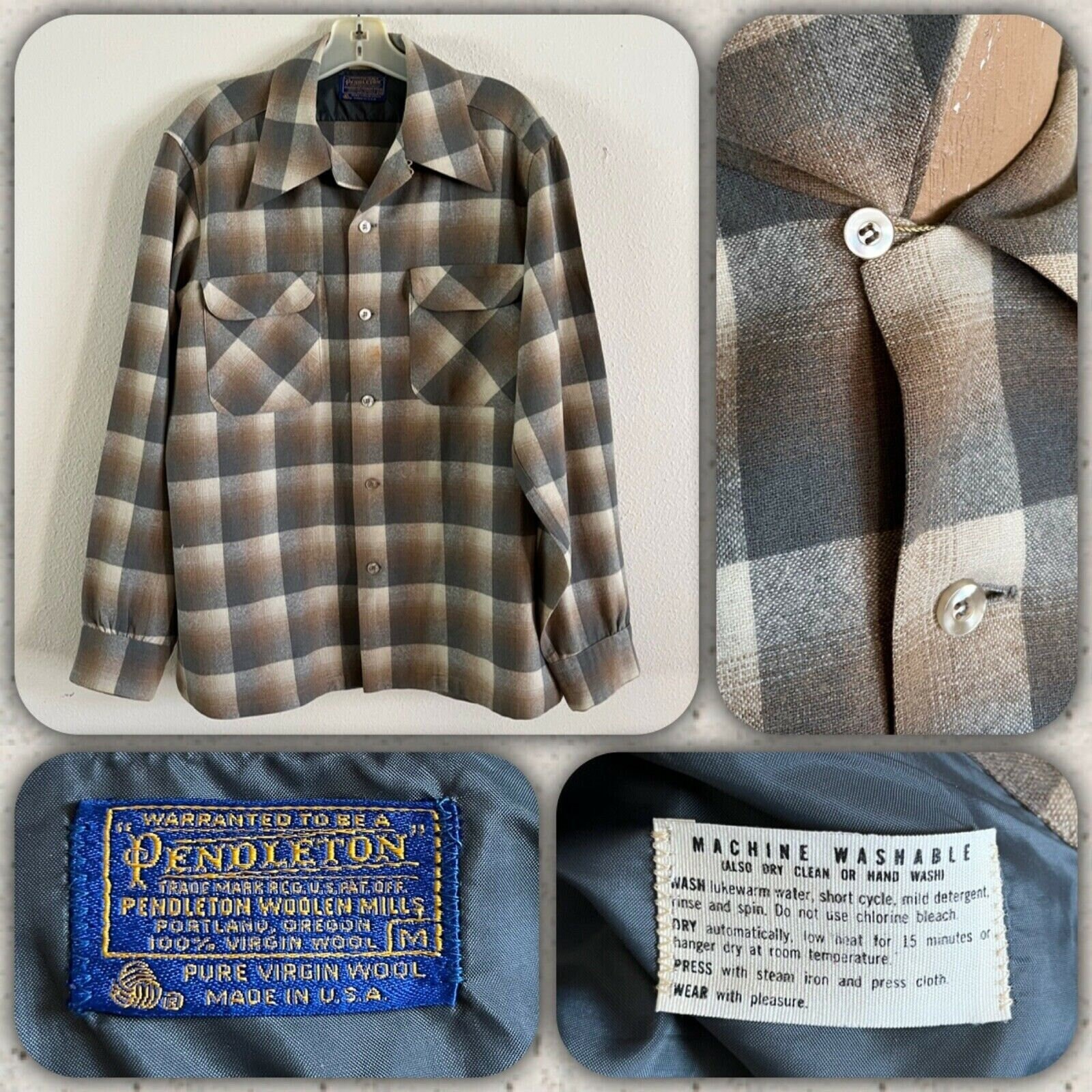 70s Pendleton Shadow Plaid Loop Collar 