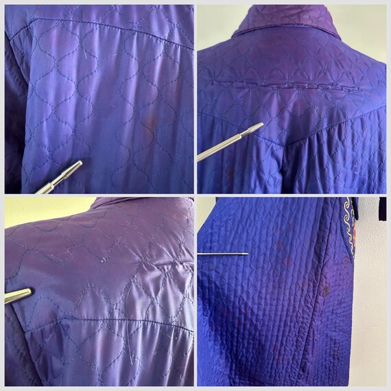 1940s 50s Purple Satin Quilted Robe, Ornate Dress… - image 9
