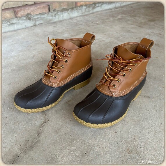 Mens LL Bean Tan Brown 6 Size 9 W Duck Boots Rain Outdoor Lace up Leather 5 Eye Duck Boots Bean Boots Mid Ankle Made in USA Snow Galoshes Etsy Australia