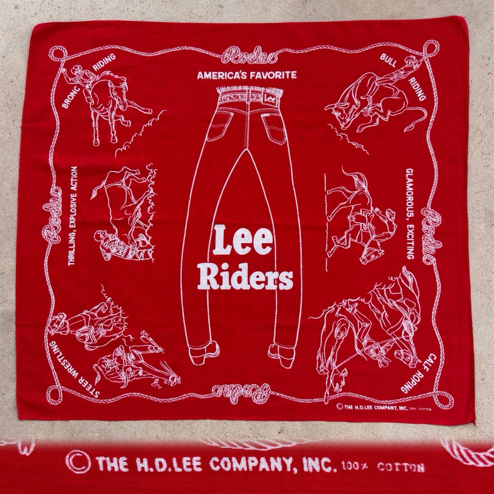 小物 Lee 50s cowboy bandanna 1950s Red HD Lee Riders Rodeo 100% Cotton BANDANA, Cowboy Western