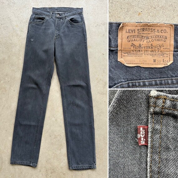 1987 Levis 509 Red Tab Charcoal Black Denim Straight Jeans W 29 L 