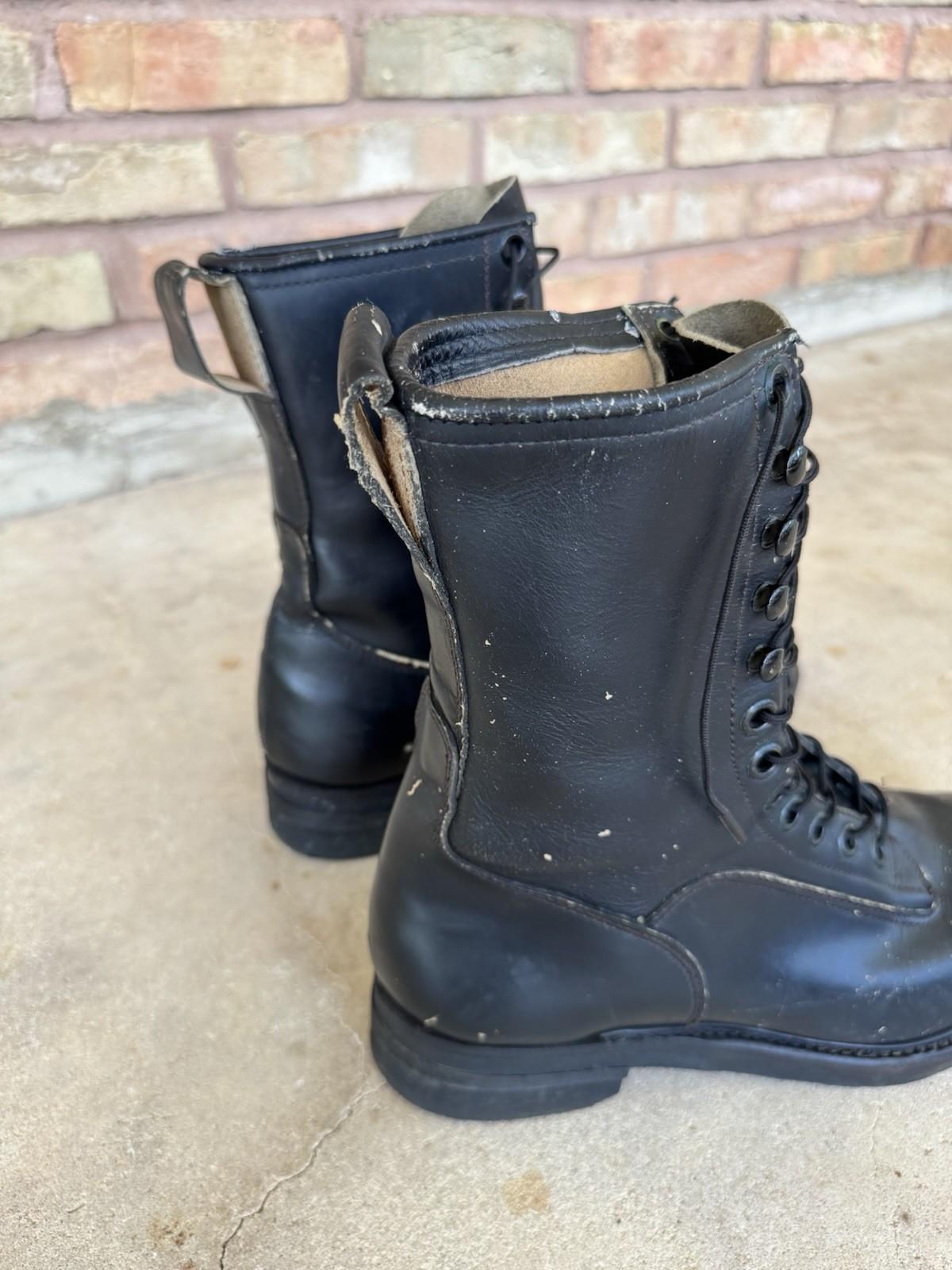Vtg 1974 Military Black Lace-Up Leather Combat Boots Vintage 1974 Vietnam Combat Military Army Zip up Black  main image 2