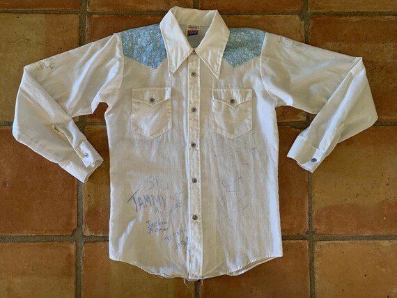 70s SEARS Put-On Shop AUTOGRAPH SHIRT Western Nov… - image 7