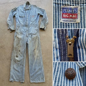 1950s PENNEYS Big Mac SANFORIZED Hickory Stripe Coveralls 1950s PENNEYS Big Mac SANFORIZED Hickory Stripe Coveralls