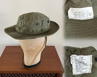 US Military Authentic Vietnam Era OD Green Sun Boonie Hat Water
