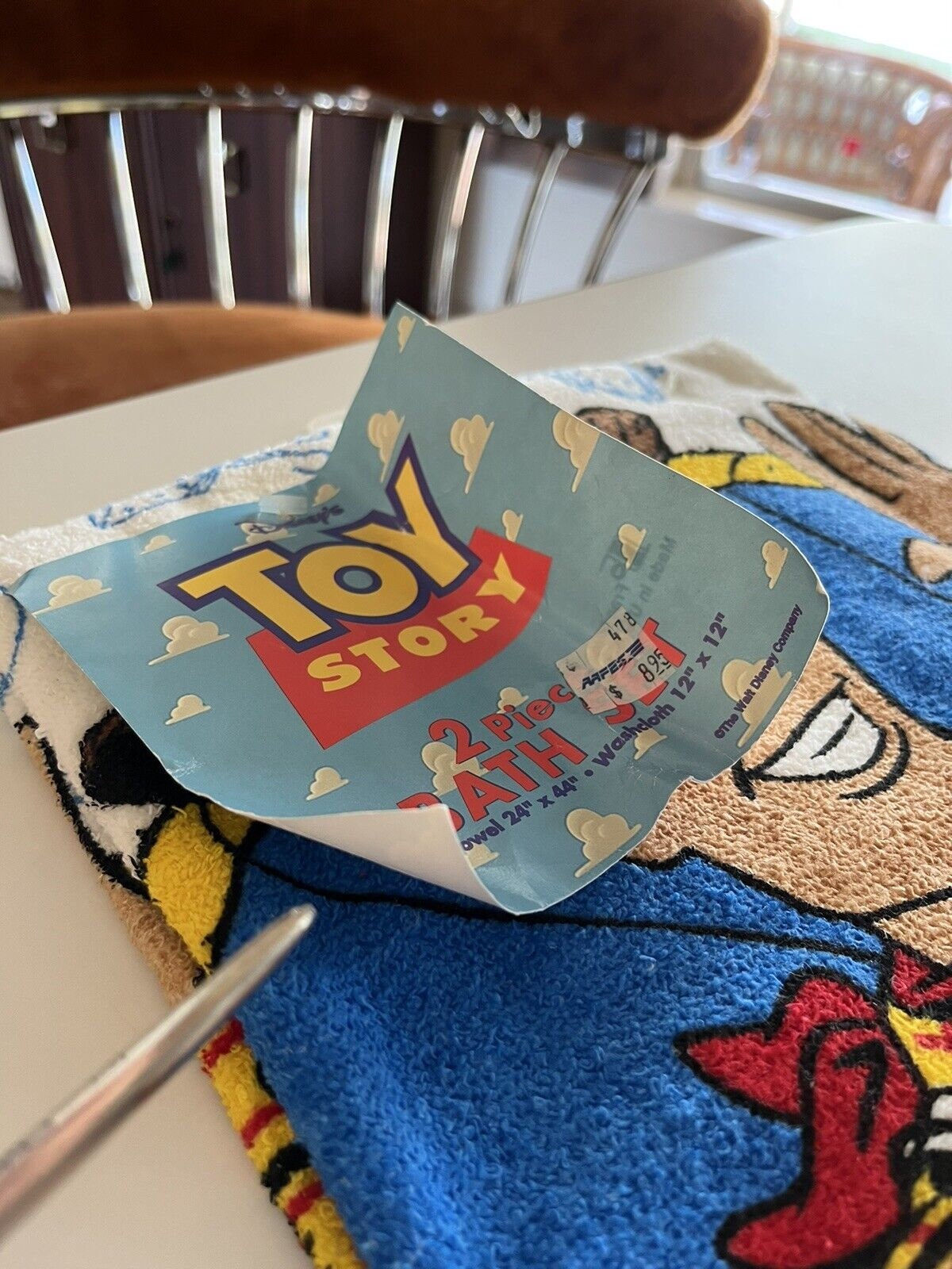 Vintage 1995 Toy Story Washcloth Bath Towel Set: Woody & Buzz, New