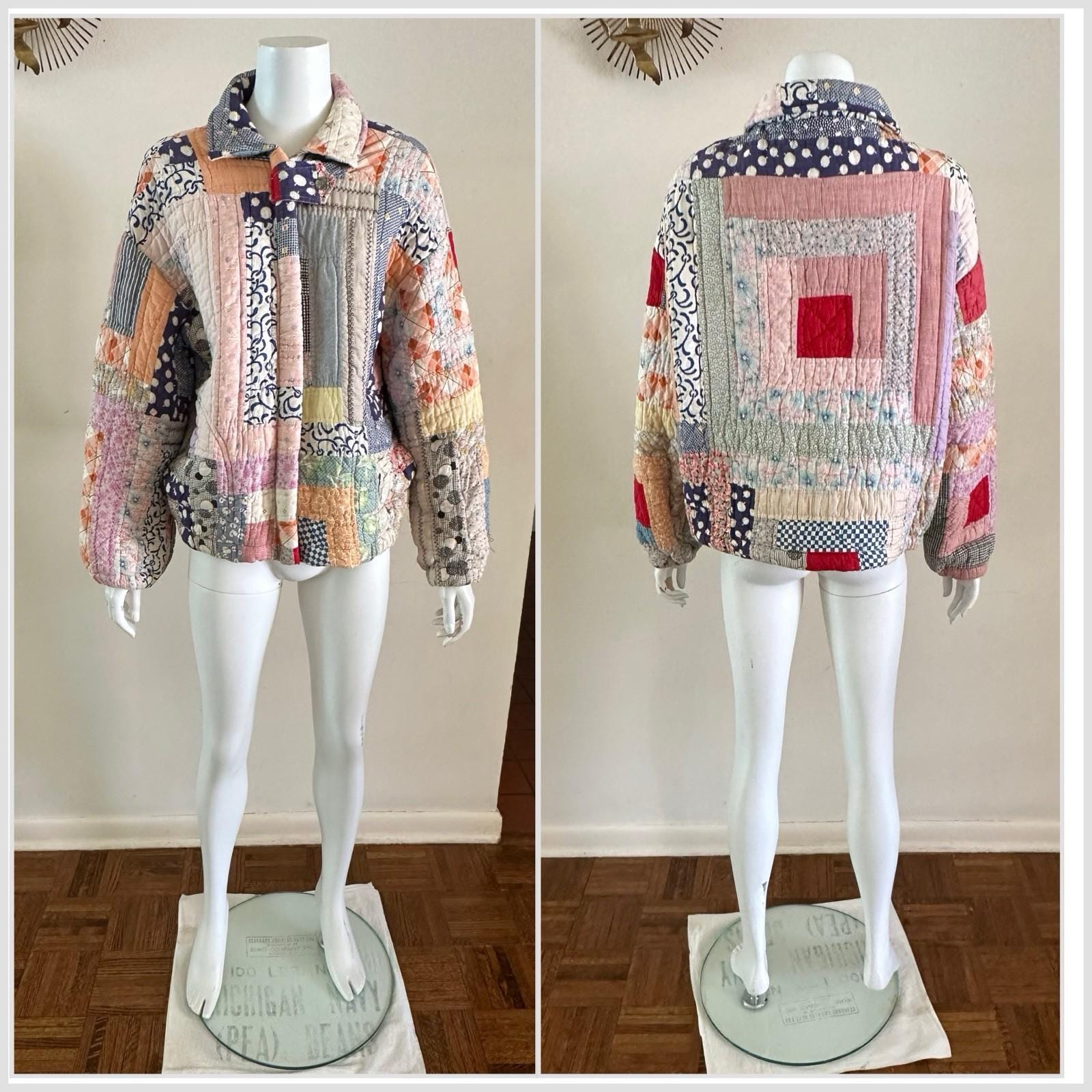 1980s Patchwork Quilt Jacket: KAS Original Feed Sack Coat