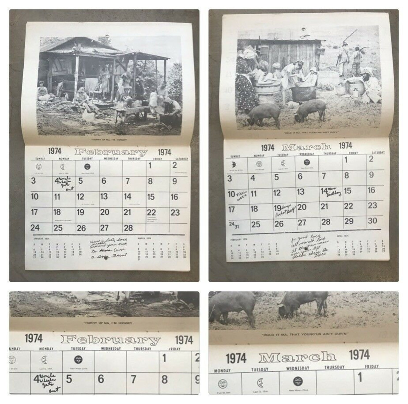 1974 HILLBILLY MOONSHINE Calendar Pin up Farm 12 Mo Novelty | Etsy