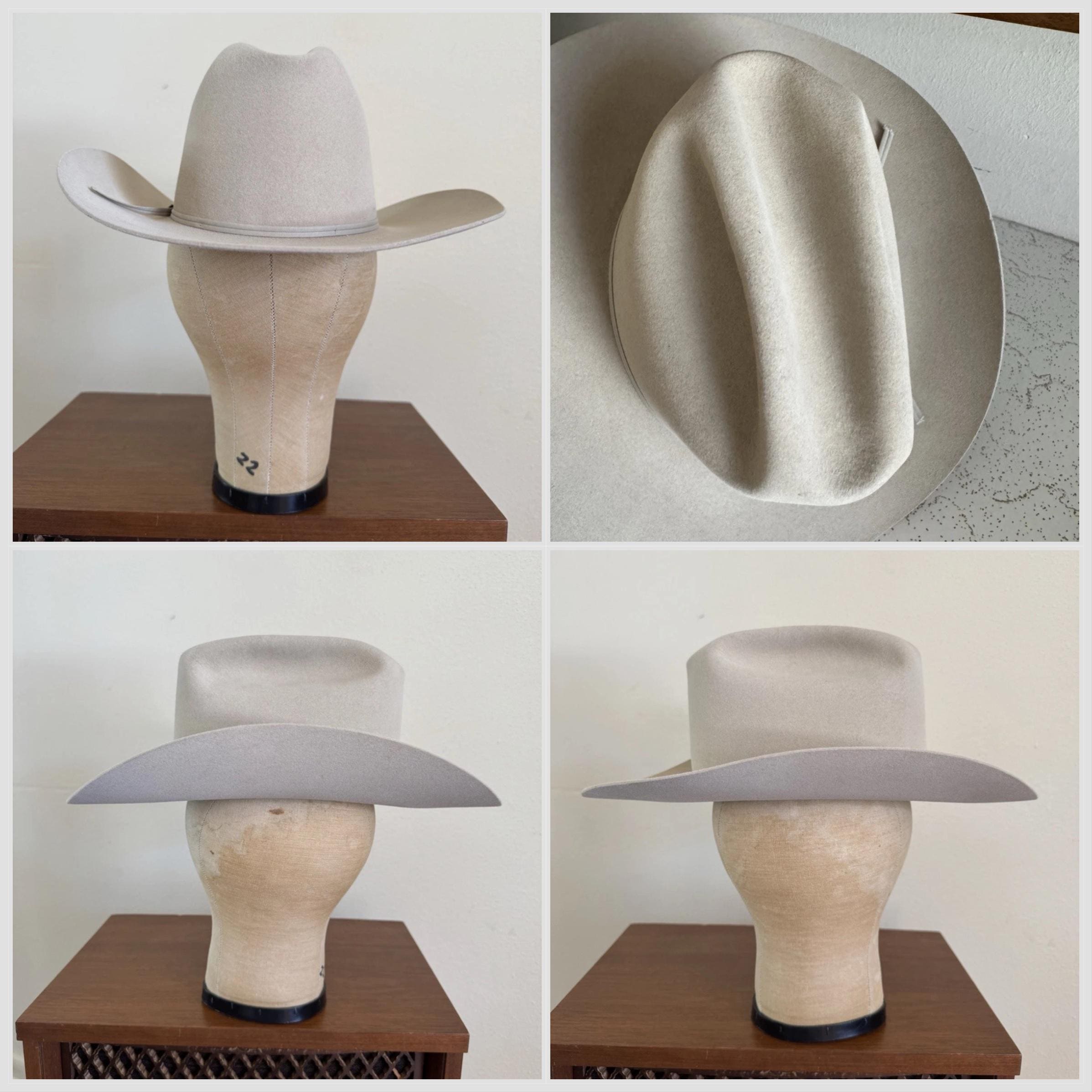 1970s Resistol 3X Beaver Cowboy Hat, Ridgetop, Beltbuckle Pin