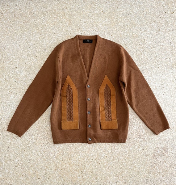 60s Puritan Suede Cardigan Sweater Medium Knit Gr… - image 6