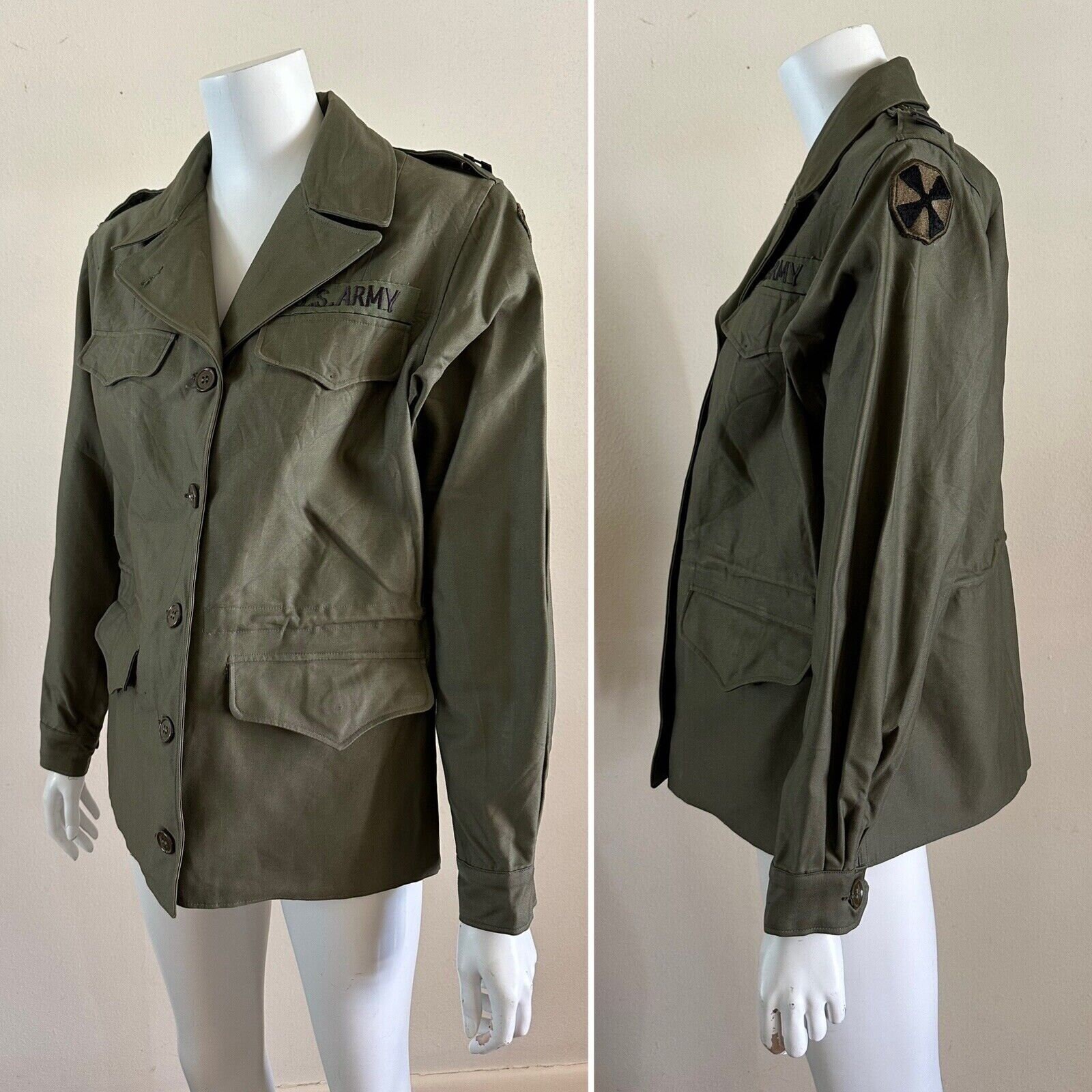 1940s Woman's US Army M1943 Field Jacket Size 12 R W/ Hood