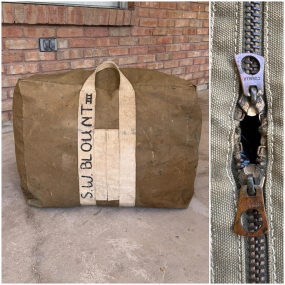 WWII USAAF Aviator Kit Bag: 1940s Canvas Duffel - Conmar Zipper