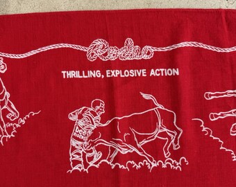 1950s Red HD Lee Riders Rodeo 100% Cotton BANDANA, Cowboy Western