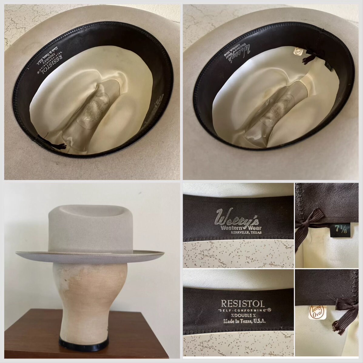 1970s RESISTOL San Antonio Fedora Hat: Silverbelly Cowboy Xdoublex