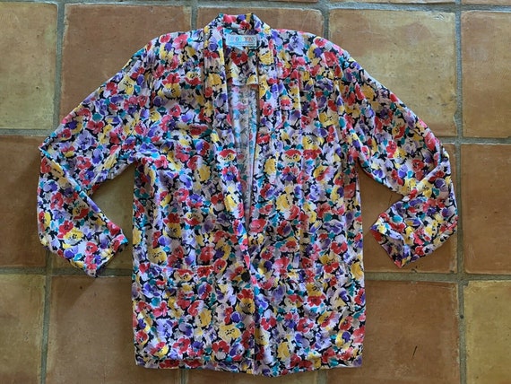 90s COLORAYONS Women’s Floral Oversized Blazer Ja… - image 10