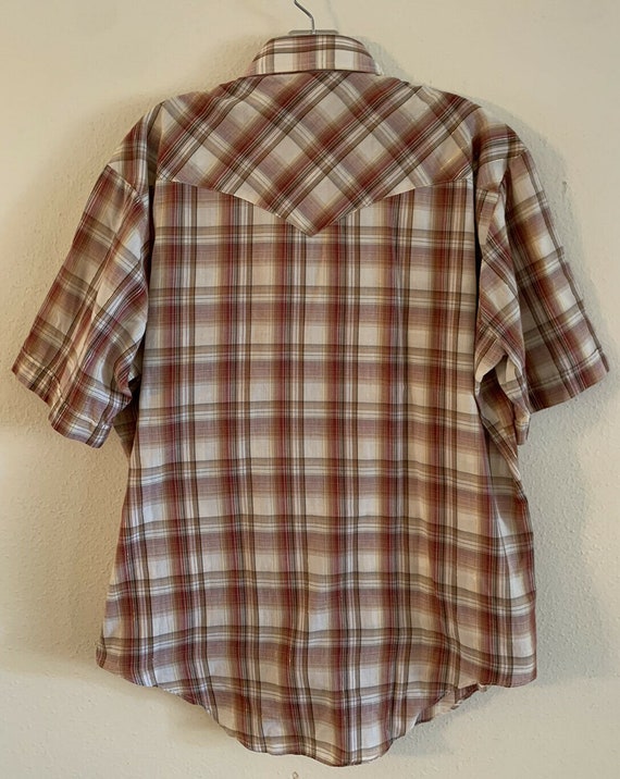 80s ENVOY Metallic Pearl Snap Western Plaid Butto… - image 10