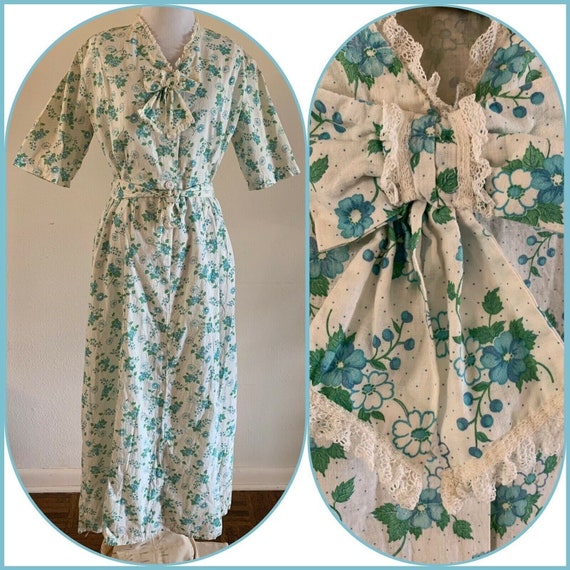 40s Floral Daisy COTTON DAY DRESS Ruffle Farm Wes… - image 1