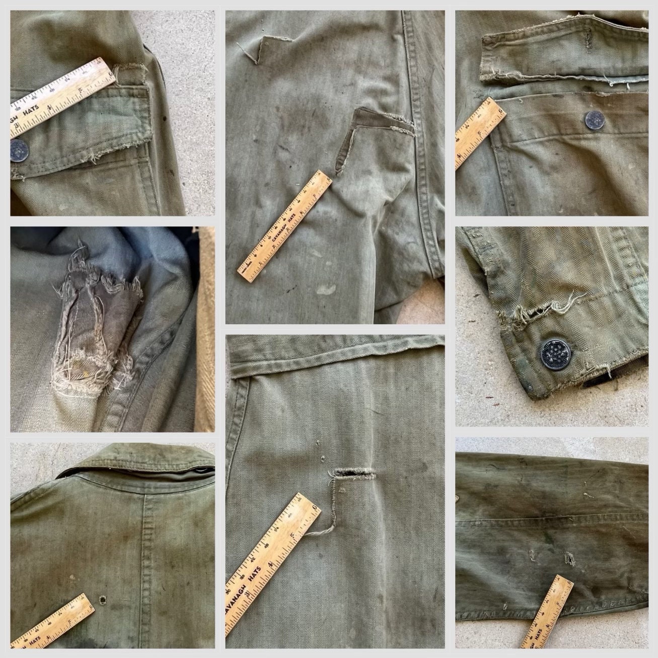 Dirty 1940s US HBT 13 Star Button Mechanic Special OD 7 Dirty 1940s US HBT 13 Star Button Mechanic Special OD 7