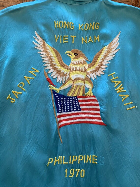 1970s Embroidered Satin Souvenir Tour Jacket: Vie… - image 5