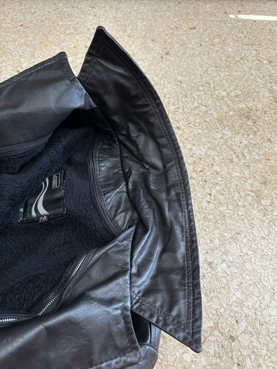 1970s Black Leather Sports Jacket Blazer 40 Long … - image 8