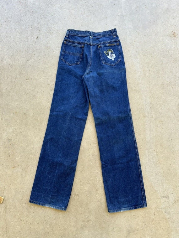 80s WILLIE NELSON Denim Jeans W 26.5 L 32 High Wa… - image 7