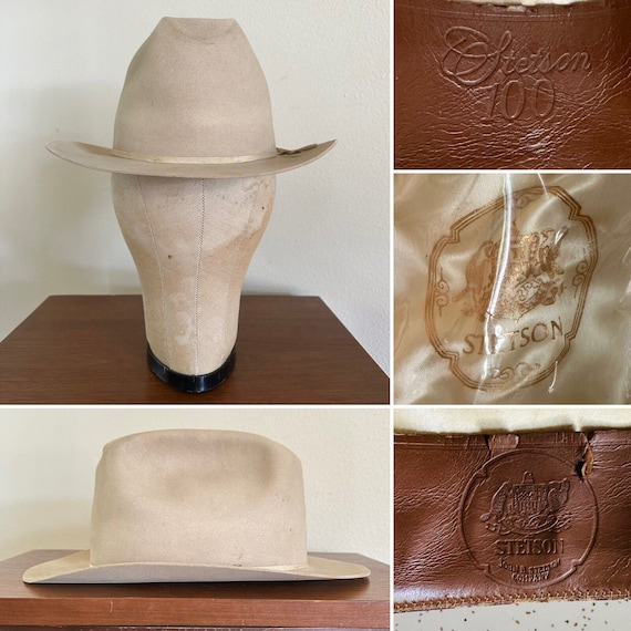 1950s Stetson One Hundred 100x Beaver 7 1/4 Western Dress 1950s Stetson One Hundred 100x Beaver 7 1/4 Western Dress