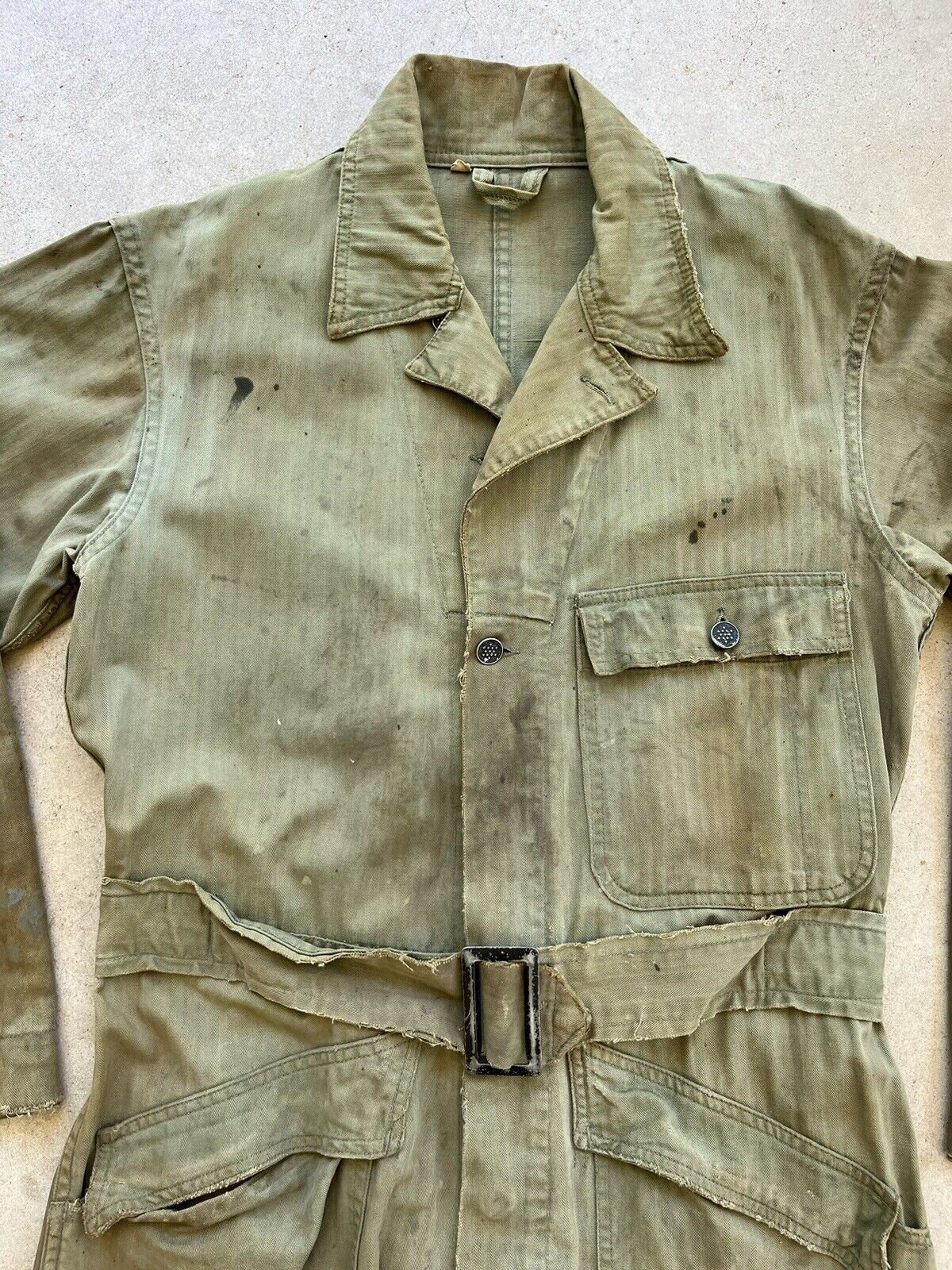 Dirty 1940s US HBT 13 Star Button Mechanic Special OD 7 Dirty 1940s US HBT 13 Star Button Mechanic Special OD 7