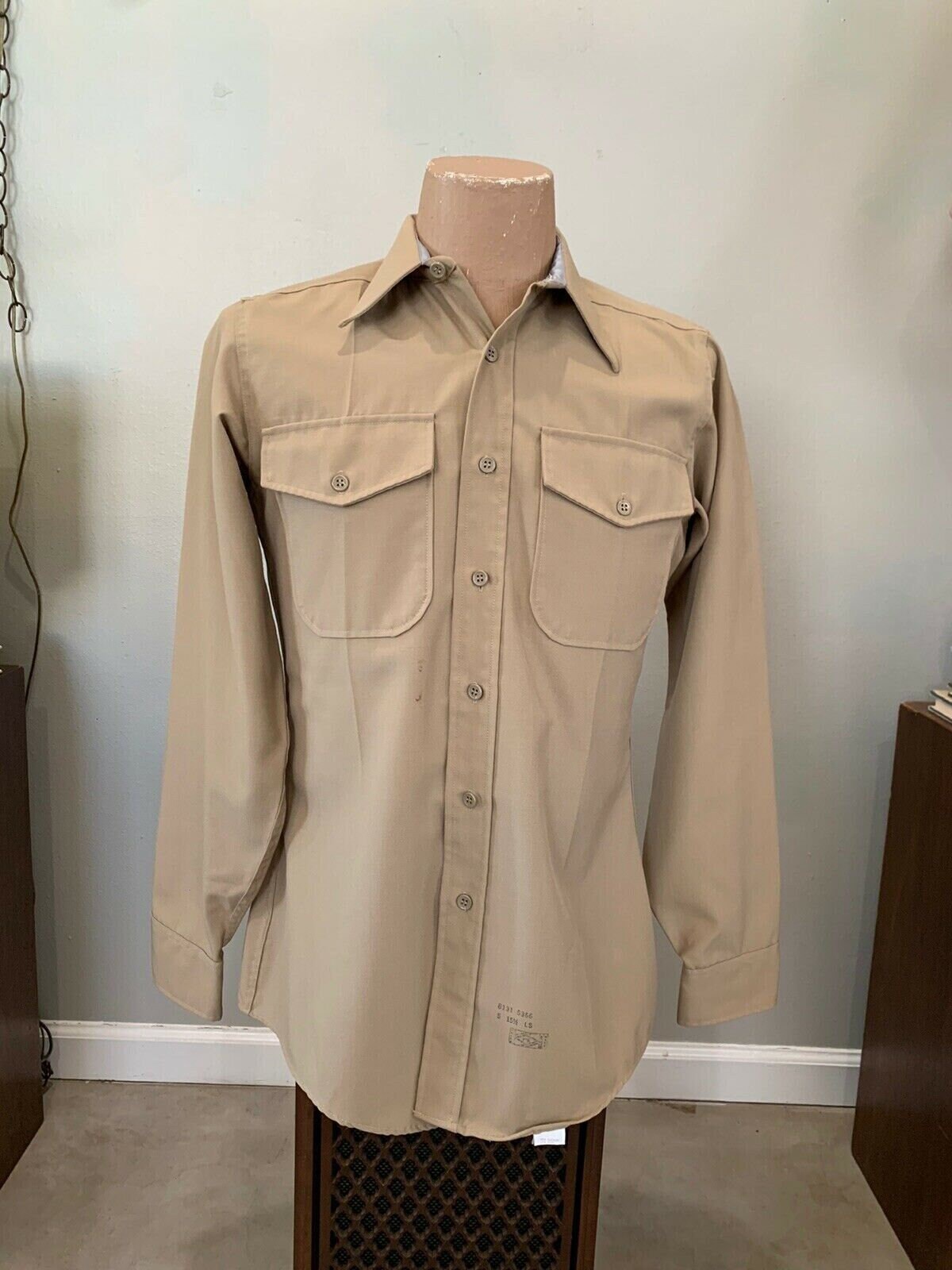 USMCビンテージ　ミリタリーシャツ 60年代 米軍実品 USMC マチ付き ミリタリー シャツ メンズL 古着