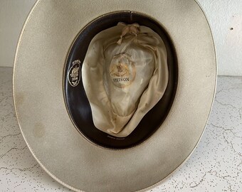 帽子 50s Vintage Stetson 3X BEAVER 7 1/2 60cm Vintage Stetson 3X Beaver Cowboy Hat Brown Long Oval 7 1/4